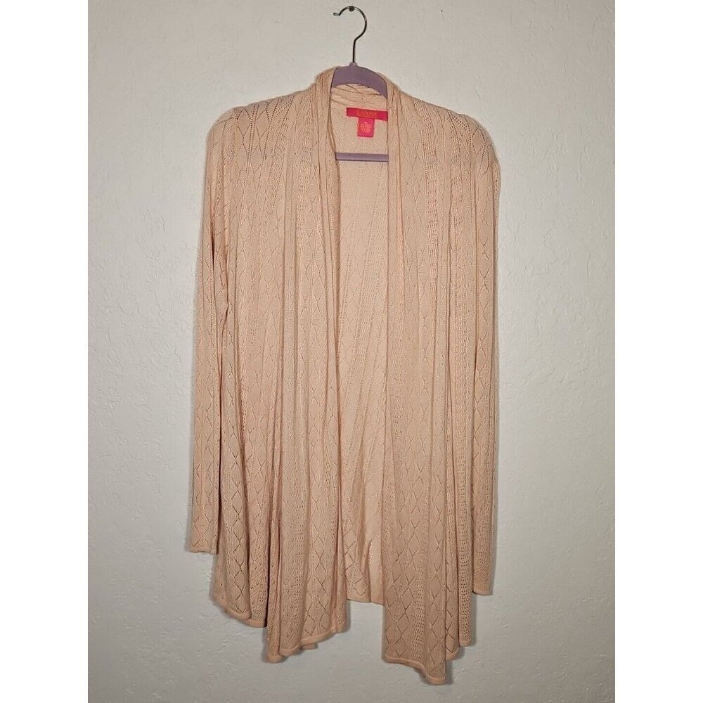 womens cathrines malandrino peach open cardigan size xl long sleeve